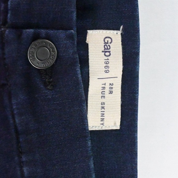 Gap 28‎ True Skinny Moto High Rise Dark Wash Stetch Denim Jeans - Picture 2 of 3